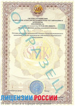 Образец сертификата соответствия (приложение) Чамзинка Сертификат ISO 13485